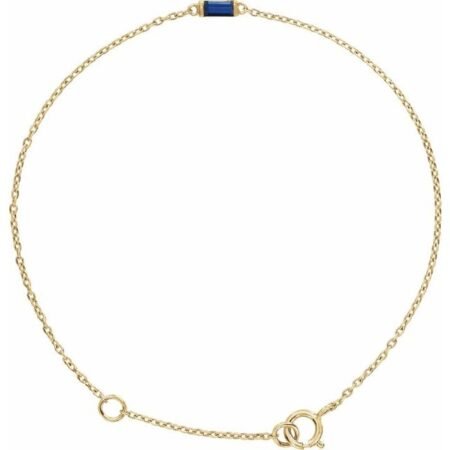 14k Yellow Straight Baguette Natural Blue Sapphire 6 1/2-7 1/2' Bracelet
