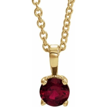 14k Yellow 4 Mm Natural Ruby 16-18' Necklace