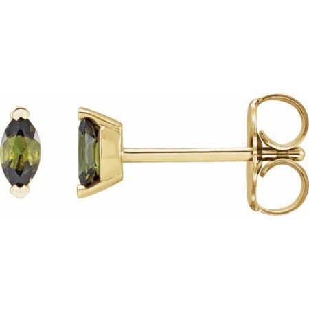 14k Yellow Natural Green Tourmaline Earrings
