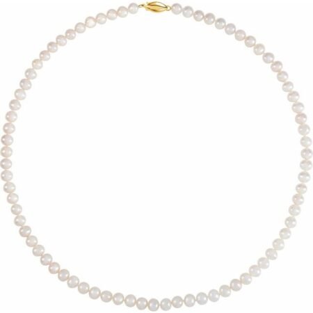 14k Yellow Panache® Cultured White Freshwater Pearl 18' Necklace
