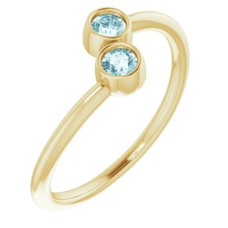 14k Yellow Natural Sky Blue Topaz Two-stone Ring