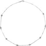 Sterling Silver 4 Mm Round Imitation White Cubic Zirconia 8-station 16' Necklace