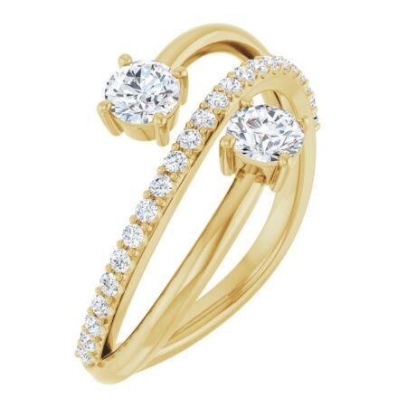14k Yellow 3/4 Ctw Lab-grown Diamond Two-stone Ring