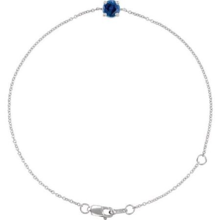 14k White Natural Blue Sapphire  6 1/2-7-1/2' Bracelet