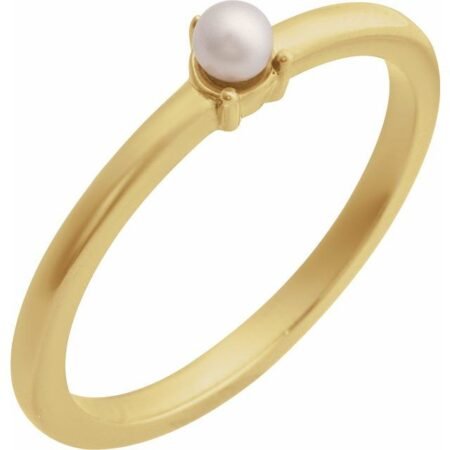14k Yellow Cultured White Seed Pearl Ring