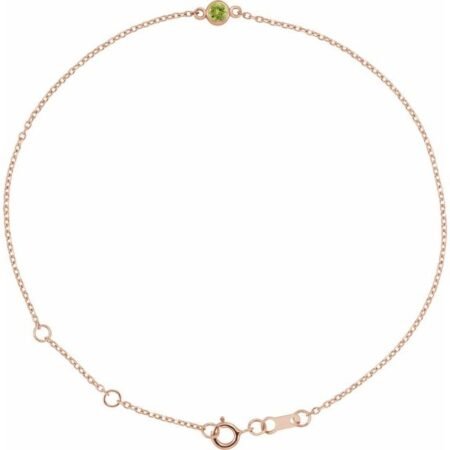14k Rose Natural Peridot Bezel-set Solitaire 6 1/2-7 1/2' Bracelet