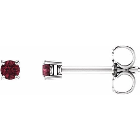14k White 2.5 Mm Natural Mozambique Garnet Earrings