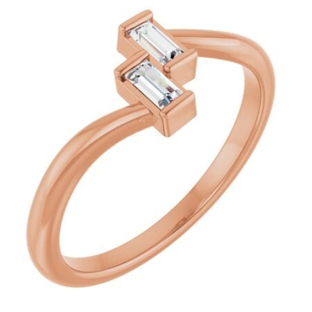 14k Rose 1/8 Ctw Natural Diamond Two Stone Ring