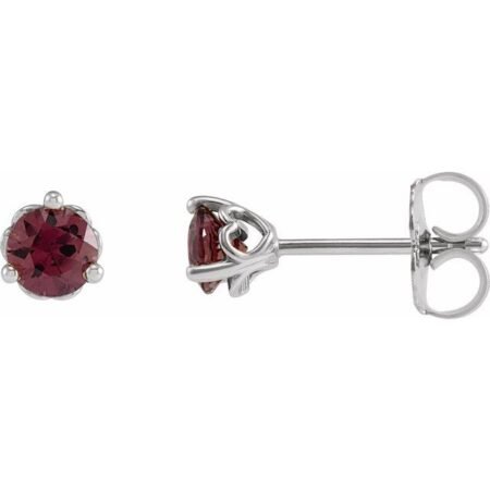 Sterling Silver 5 Mm Natural Rhodolite Garnet Cocktail-style Earrings