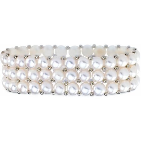Sterling Silver Cultured White Freshwater Pearl Stretch 7' Bracelet