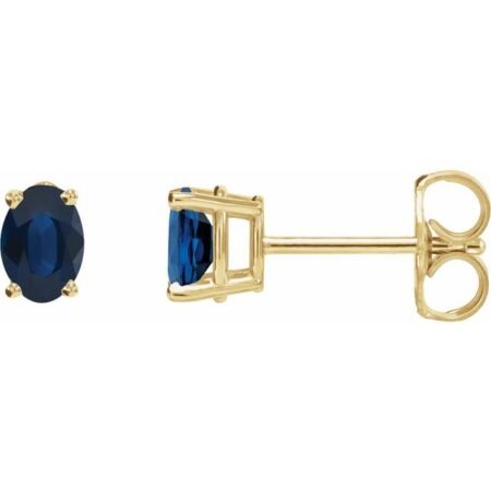 14k Yellow Lab-grown Blue Sapphire Earrings