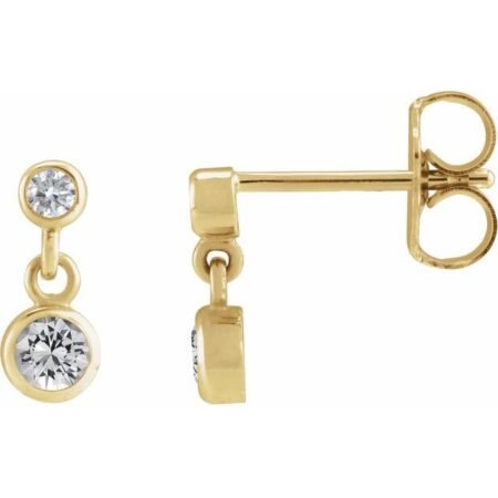 14k Yellow Natural White Sapphire & .05 Ctw Natural Diamond Two-stone Earrings