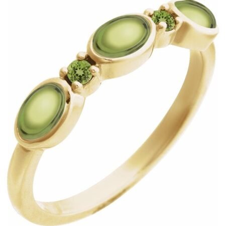 14k Yellow Natural Peridot & Natural Peridot Stackable Ring