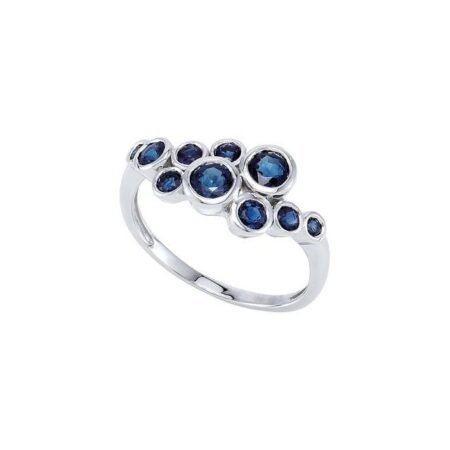14k White Natural Blue Sapphire Ring
