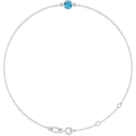 14k White Natural Blue Zircon 6 1/2-7 1/2' Bracelet