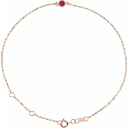 14k Rose Natural Ruby Bezel-set Solitaire 6 1/2-7 1/2' Bracelet
