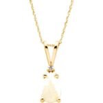 14k Yellow Natural White Opal & .025 Ct Natural Diamond 18' Necklace