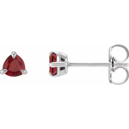 14k White 3.5 Mm Natural Ruby Stud Earrings