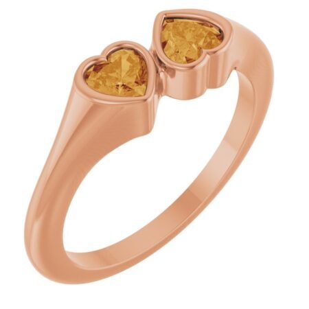 14k Rose Natural Citrine Two-stone Ring