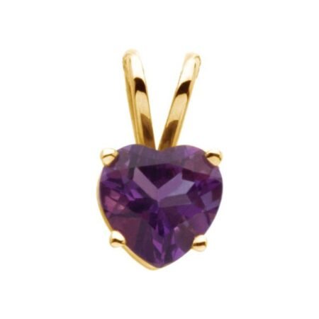 14k Yellow 6 Mm Natural Amethyst Heart Pendant