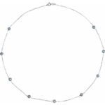 14k White  Cultured Black Freshwater Pearl 9-station 18' Station Necklace