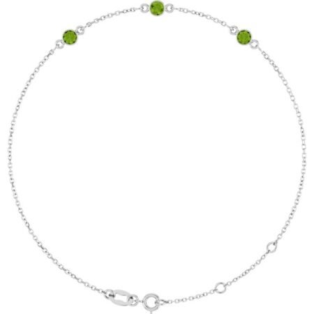 Sterling Silver Natural Peridot 6 1/2-7 1/2' Bracelet