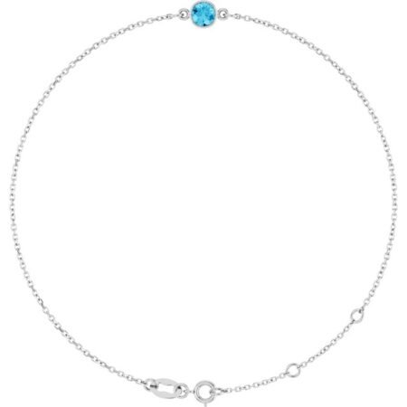 14k White Natural Aquamarine 6 1/2-7 1/2' Bracelet