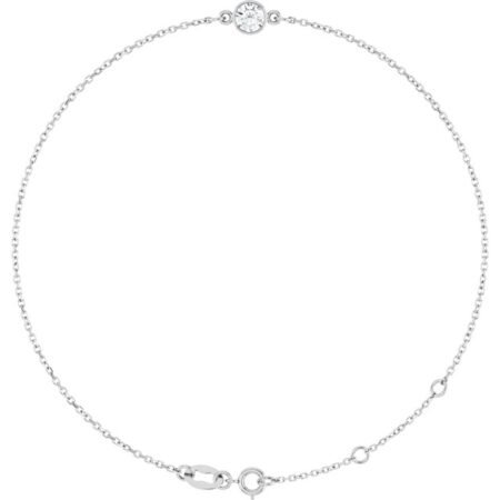 14k White Natural White Sapphire 6 1/2-7 1/2' Bracelet