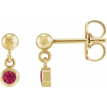14k Yellow Natural Ruby Bezel-set Earrings