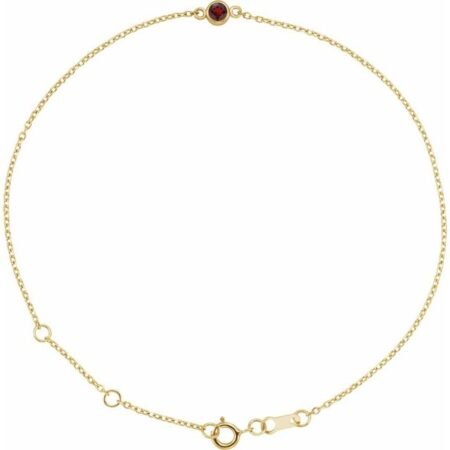 14k Yellow Natural Mozambique Garnet Bezel-set Solitaire 6 1/2-7 1/2' Bracelet