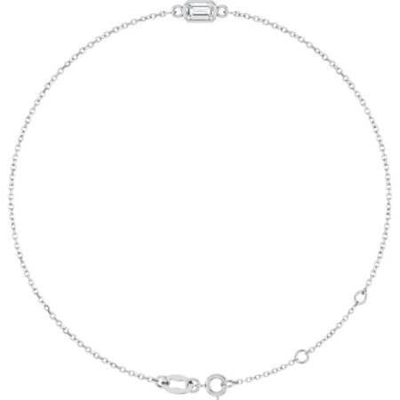 14k White Natural White Sapphire 6 1/2-7 1/2' Bracelet
