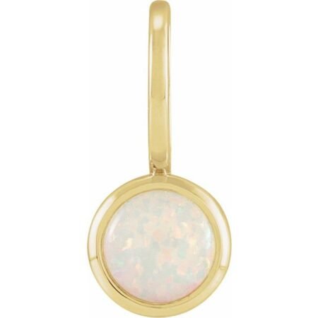 14k Yellow Natural White Opal Charm/pendant