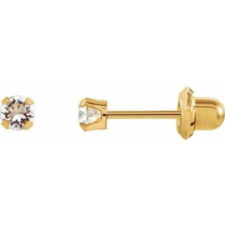 14k Yellow Imitation Sapphire Inverness® Piercing Stud Earrings