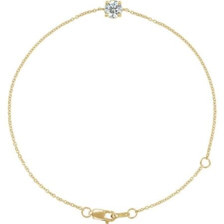 14k Yellow Natural White Sapphire  6 1/2-7-1/2' Bracelet