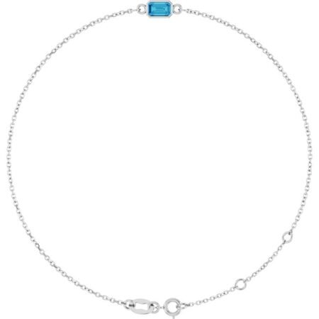 14k White Natural Blue Zircon 6 1/2-7 1/2' Bracelet