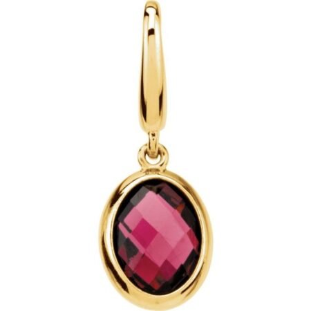 14k Yellow Checkerboard Natural Rhodolite Garnet Charm/pendant