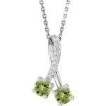 Platinum Natural Peridot & .05 Ctw Natural Diamond 16-18' Necklace