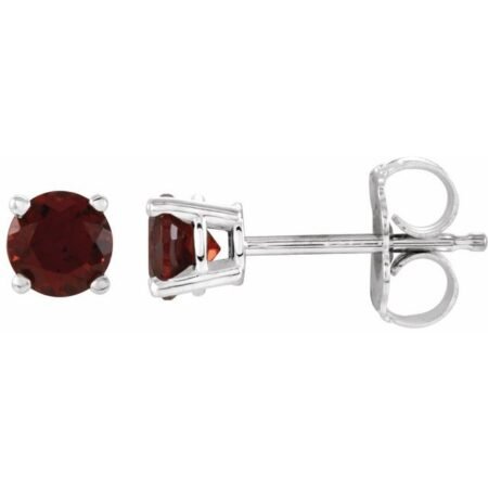 14k White 4 Mm Natural Mozambique Garnet Earrings