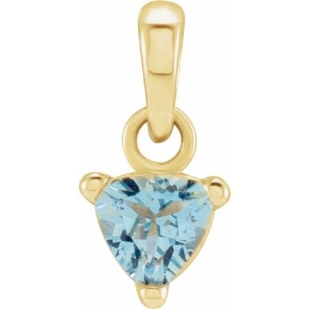 14k Yellow 5x5x5 Mm Trillion Natural Aquamarine Pendant