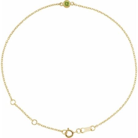 14k Yellow Natural Peridot Bezel-set Solitaire 6 1/2-7 1/2' Bracelet