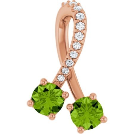 14k Rose Natural Peridot & .05 Ctw Natural Diamond Pendant