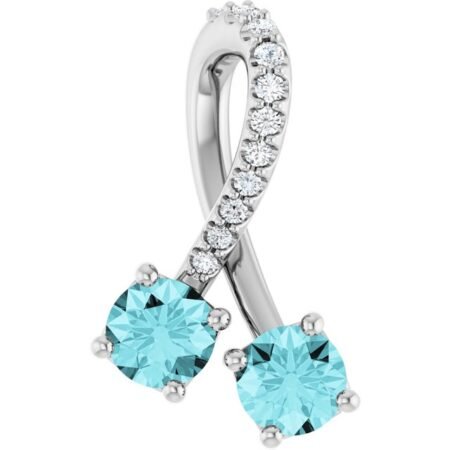 Sterling Silver Natural Blue Zircon & .05 Ctw Natural Diamond Pendant