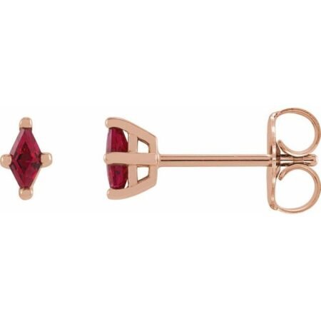 14k Rose 4x2 Mm Lab-grown Ruby Earrings
