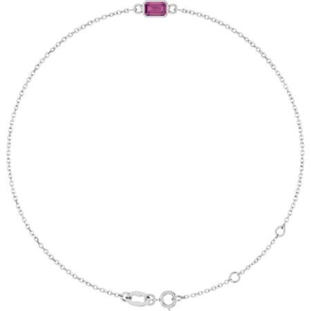 14k White Natural Pink Tourmaline 6 1/2-7 1/2' Bracelet
