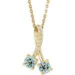 14k Yellow Natural Aquamarine & .05 Ctw Natural Diamond 16-18' Necklace