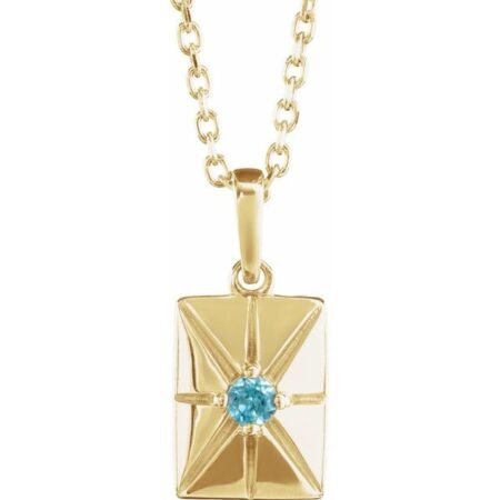 14k Yellow Natural Blue Zircon 16-18' Necklace