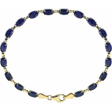 14k Yellow Lab-grown Blue Sapphire 7.25' Bracelet