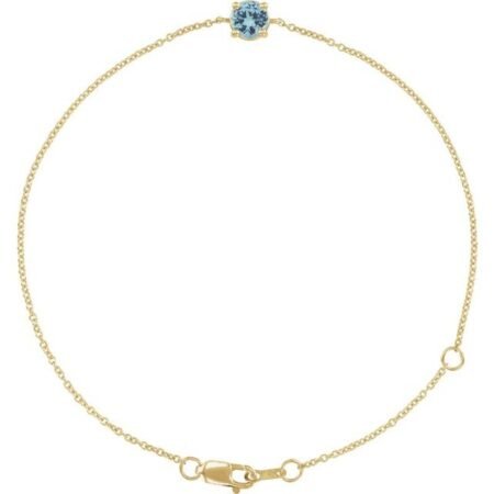 14k Yellow Natural Aquamarine  6 1/2-7-1/2' Bracelet