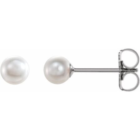 14k White Cultured White Akoya Pearl Earrings