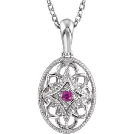 Sterling Silver Natural Ruby 18' Necklace